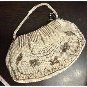 Vintage Beaded Handbag Evening Bag Clutch‎ Purse Wedding Party Floral